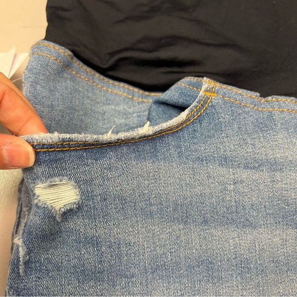 Isabel Maternity Super Stretch Blue Denim Midi Short Size 16 - Picture 5 of 9